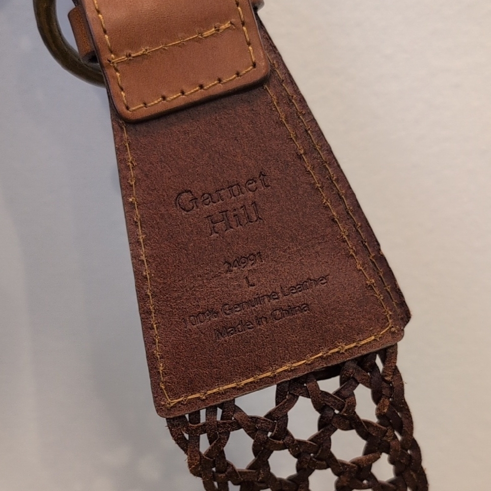 Garnet Hill Brown Woven Leather Belt - Picture 2 of 4